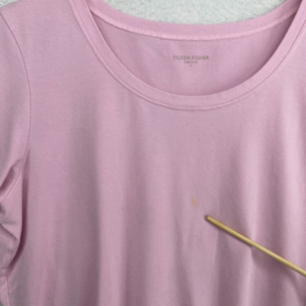EILEEN FISHER Top L Stretch Organic Cotton Scoop Neck Short Sleeve Pink USA - Picture 6 of 11